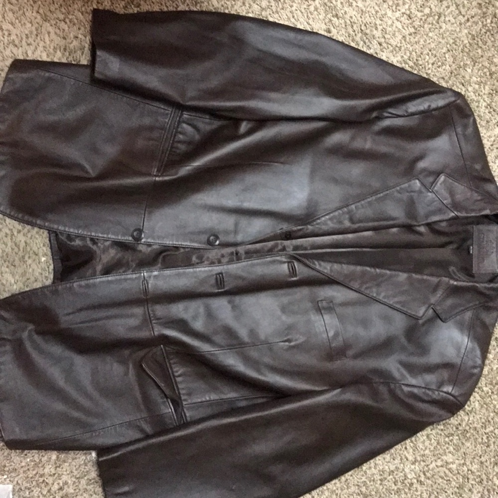 Stafford brown genuine leather blazer/over coat
